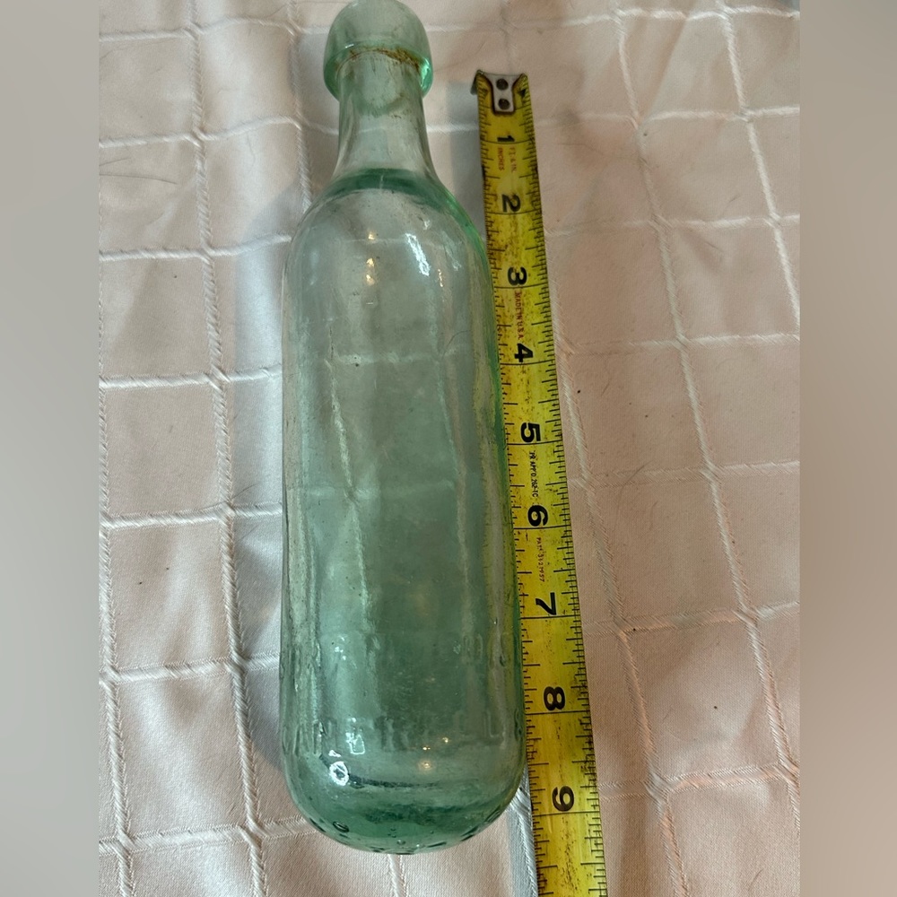 Antique 1800s Light Green Torpedo Bottle, 9” tall - Picture 7 of 7